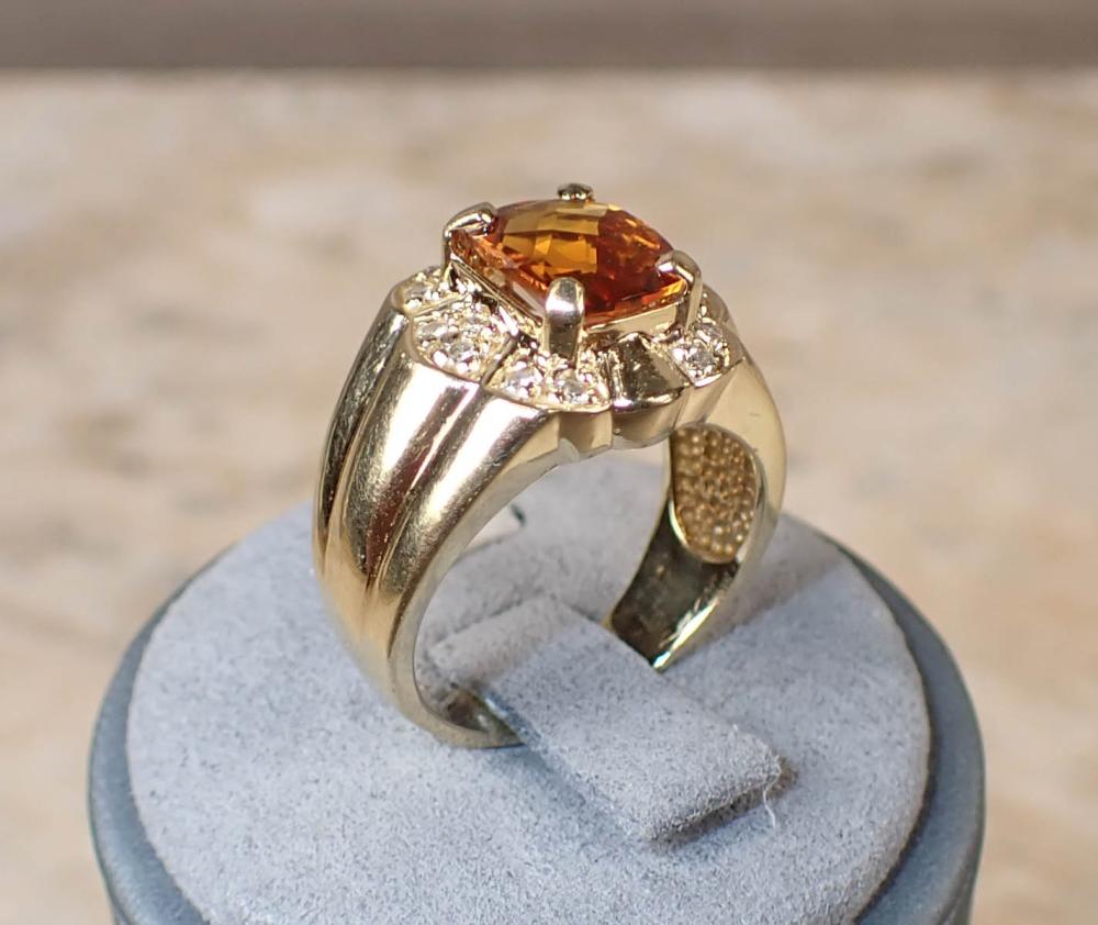 CITRINE DIAMOND AND GOLD RINGCITRINE  340a97