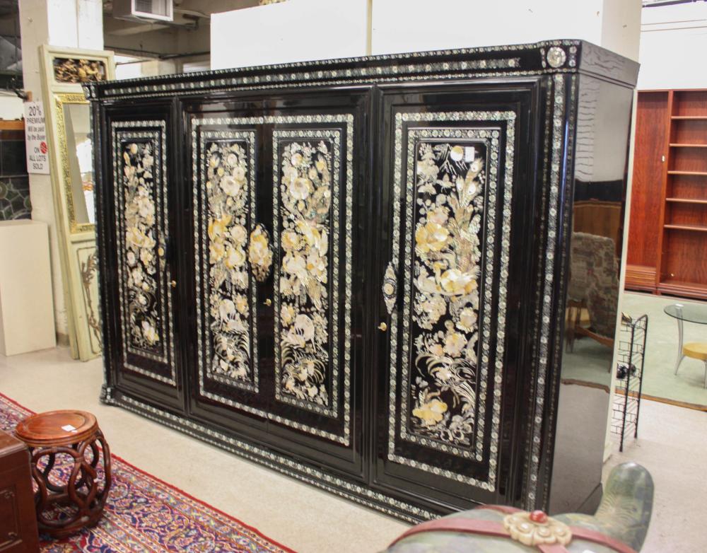 LARGE MOTHER-OF-PEARL INLAID WARDROBELARGE