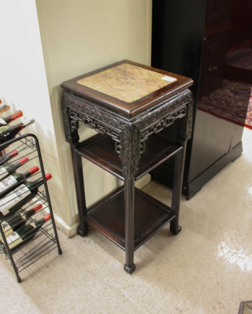 THREE-TIER ROSEWOOD PEDESTAL TABLETHREE-TIER