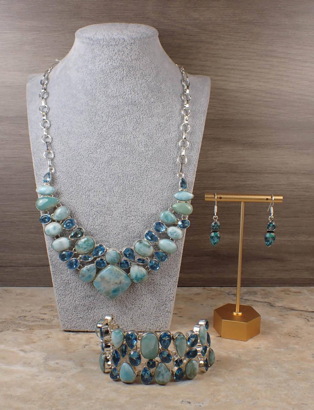 BLUE TOPAZ AND LARIMAR JEWELRY