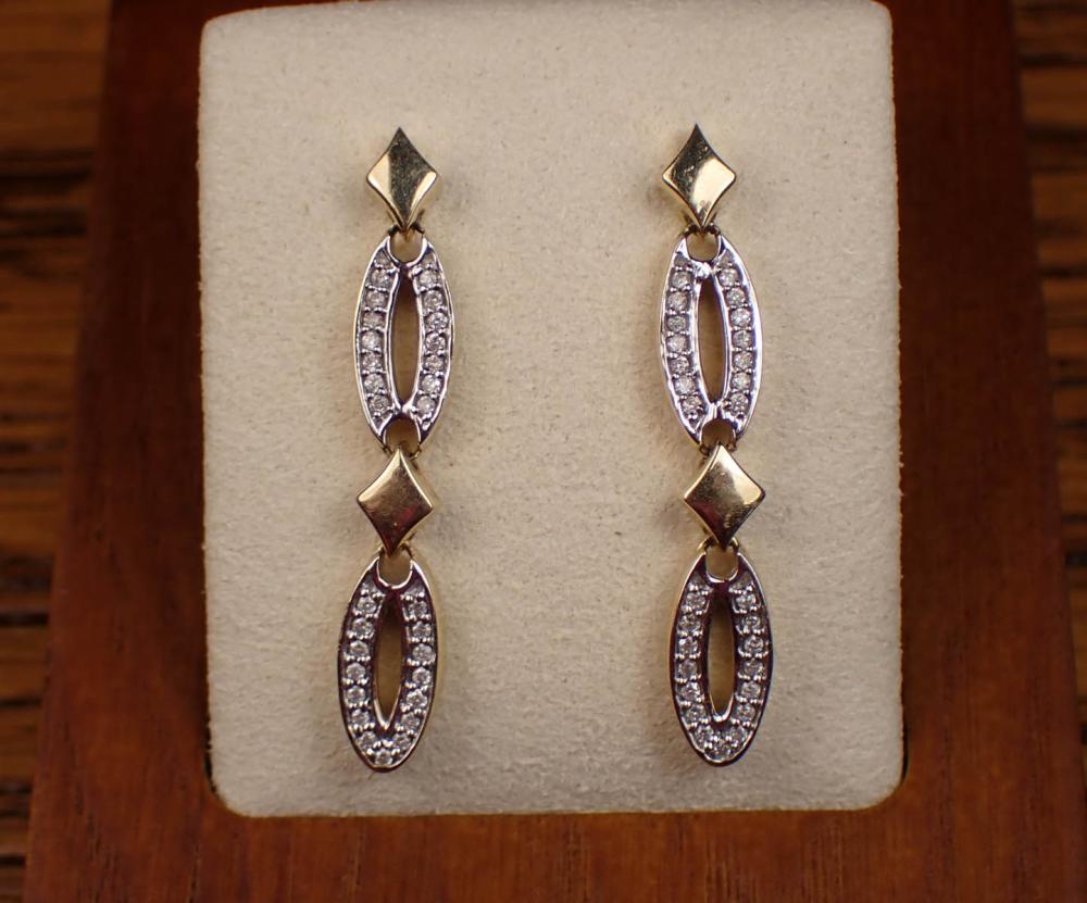 PAIR OF DIAMOND AND TWO-TONE GOLD