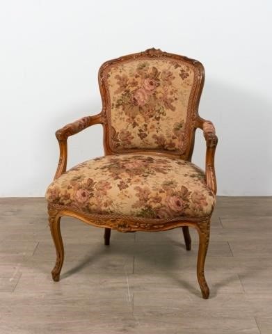 CARVED WALNUT UPHOLSTERED OPEN 340b12