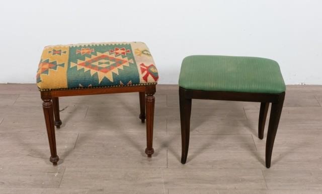 TWO UPHOLSTERED OTTOMANSTwo upholstered