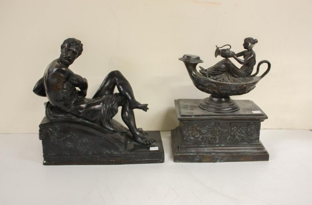 TWO DECORATIVE FIGURAL BRONZE SCULPTURESTWO 340b41