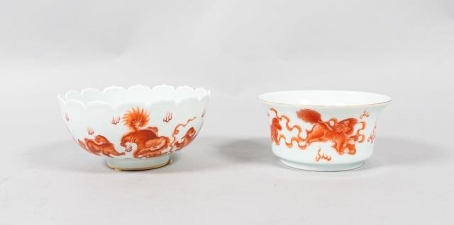 2 CHINESE PORCELAIN FOO DOG BOWLS2 340b6c