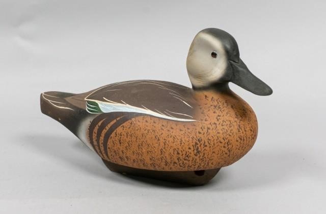 BLUE WINGED TEAL HEN WOOD DECOYGlass 340b84