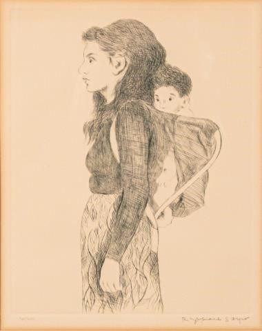 RAPHAEL SOYER "YOUNG MOTHER" ETCHING
