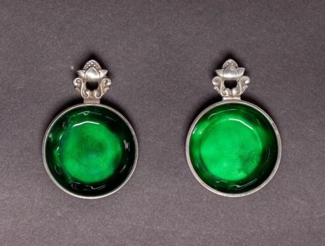 PAIR GEORG JENSEN STERLING & ENAMEL