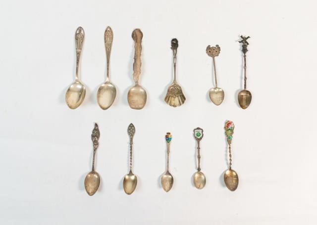 COLLECTION OF 11 STERLING SOUVENIR