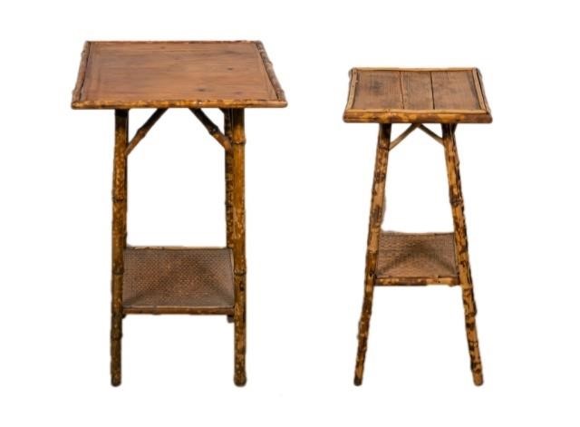 2 BAMBOO PEDESTAL SIDE TABLES2 340bdb