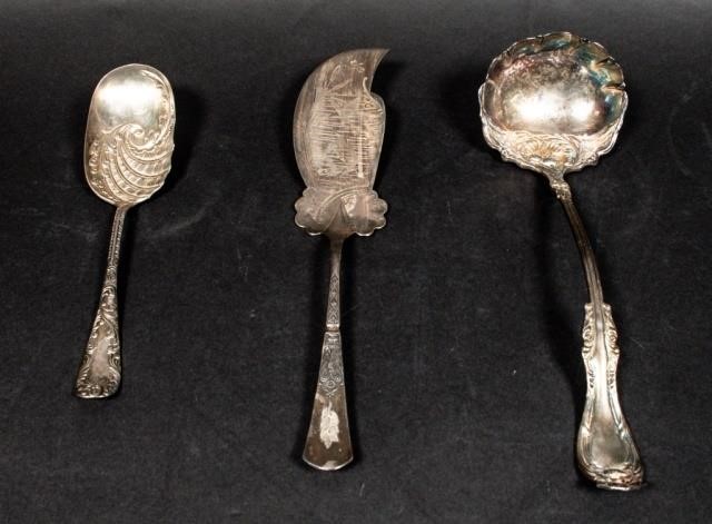 3 ORNATE 20TH CENTURY SILVER PLATE SERVING