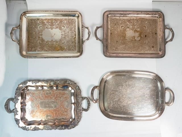 GROUPING OF 4 SILVERPLATE PLATTERS4 340c54