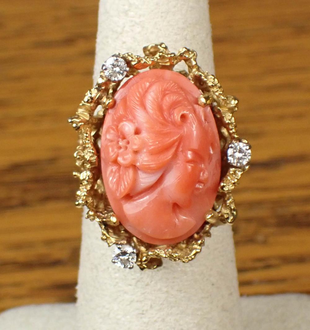 CORAL CAMEO DIAMOND AND EIGHTEEN 340caf