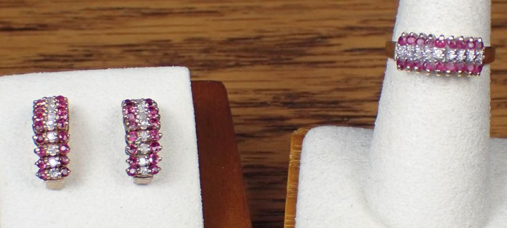 RUBY AND DIAMOND RING AND EARRING 340d3b
