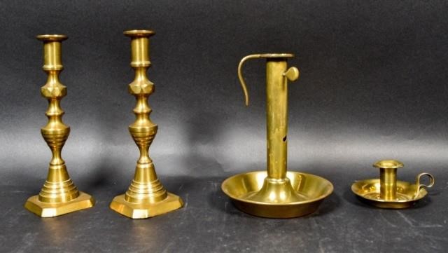 LOT OF 4 BRASS CANDLESTICKSLot 340d5a