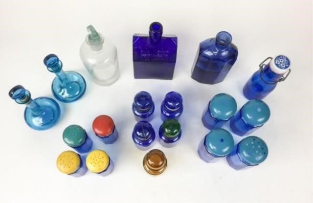 GROUPING OF GLASS SHAKERS & BOTTLES19