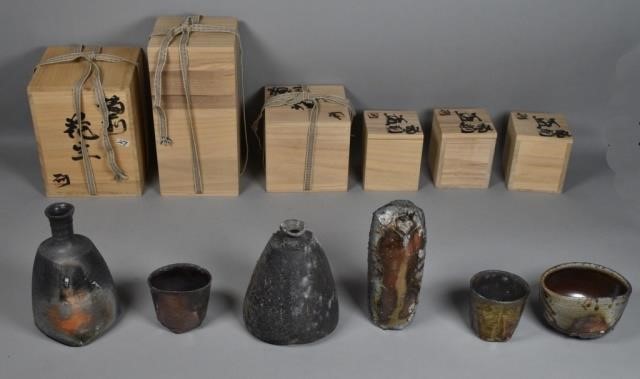 6 JAPANESE STUDIO POTTERY PIECES6 340e06