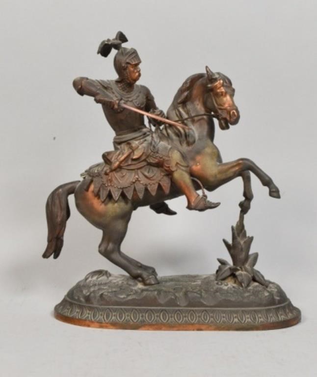 BRONZE KNIGHT ON HORSEBACKBronze