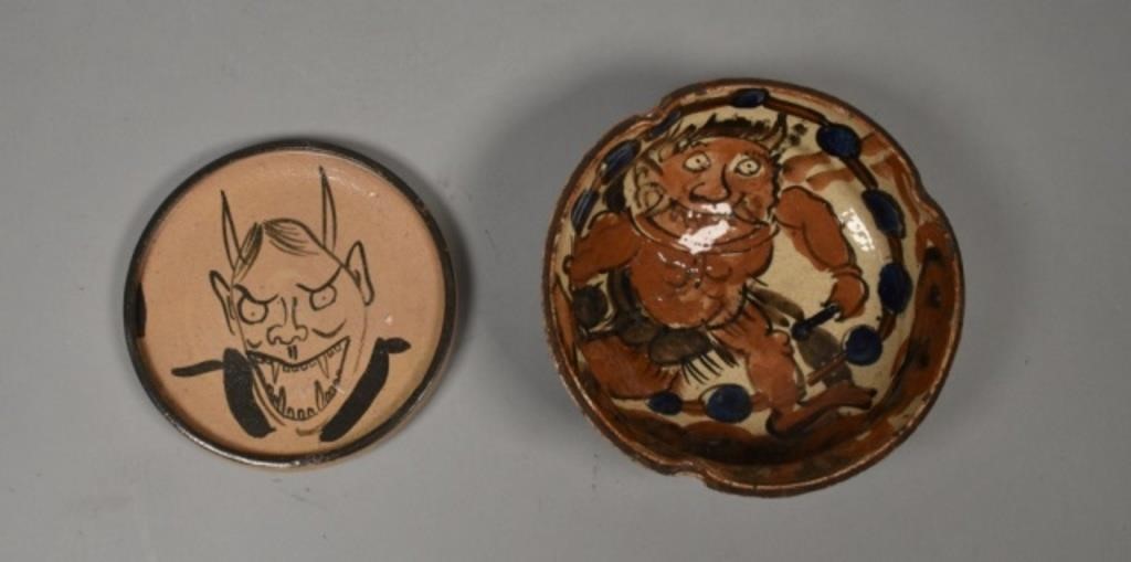 2 JAPANESE ONI OR DEMON POTTERY 340f89