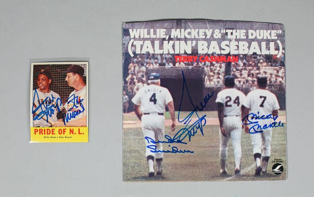 SIGNED BASEBALL CARD & RECORD MANTEL