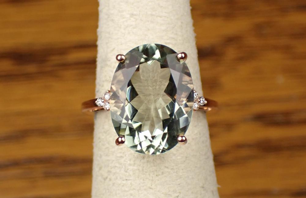 PRASIOLITE, DIAMOND AND FOURTEEN