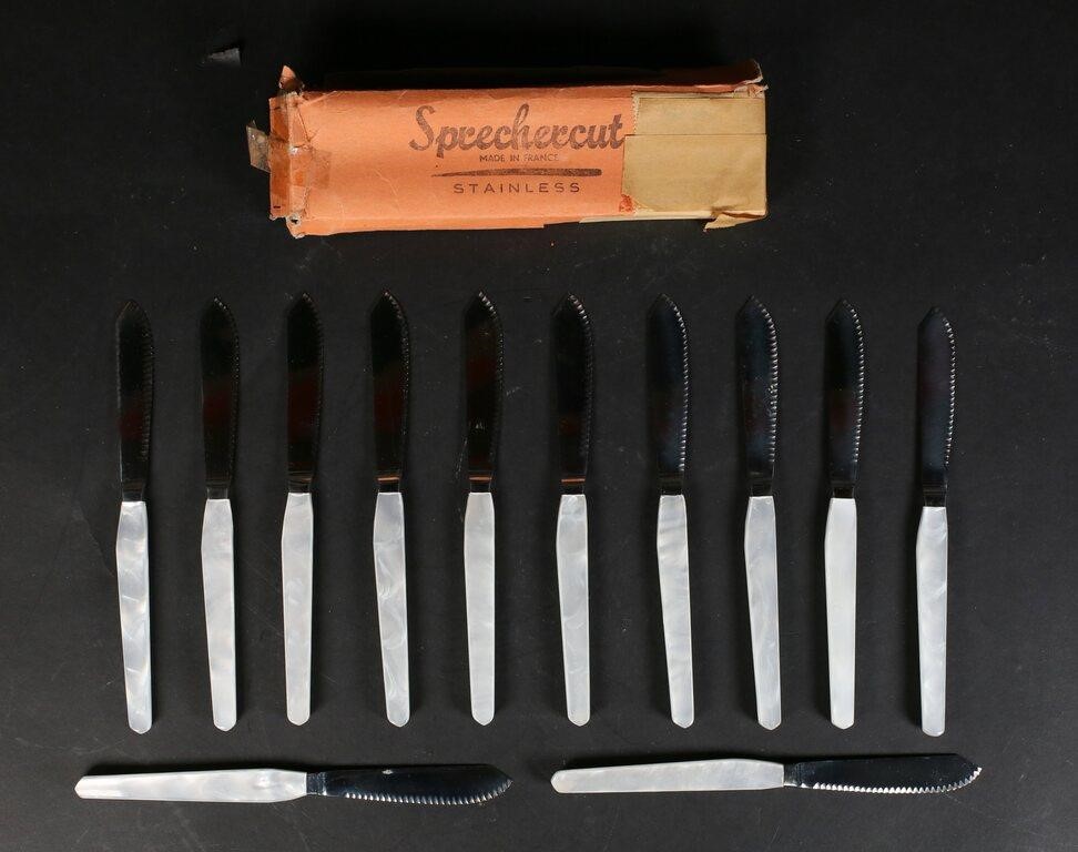 12 MOTHER OF PEARL HANDLED KNIVES12 34103b