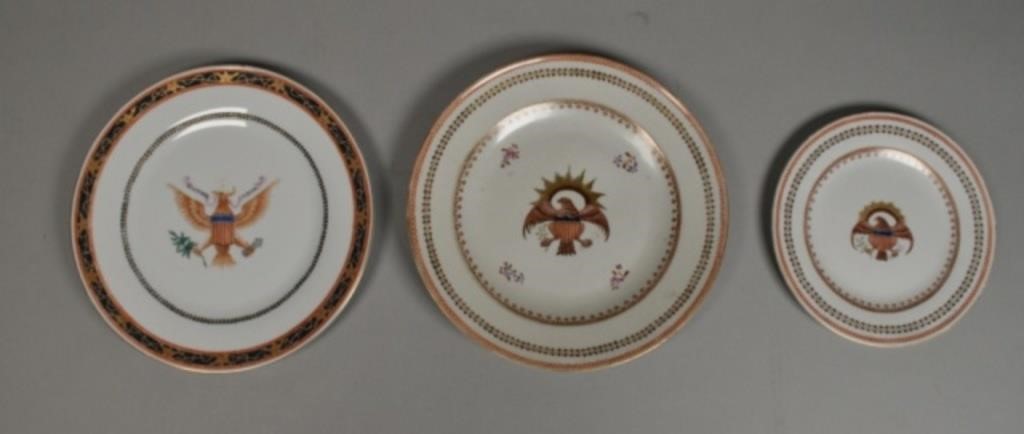 3 CHINESE EXPORT ARMORIAL PORCELAIN