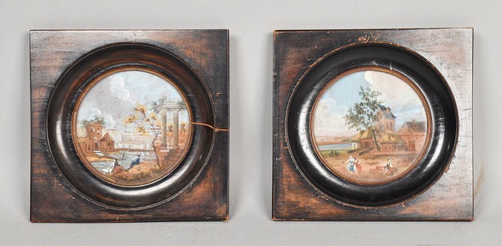 2 FRENCH MINIATURE GENRE SCENES  3410a1