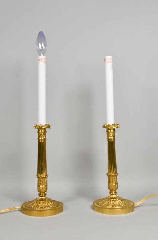 PAIR OF GILT CANDLESTICK LAMPS2