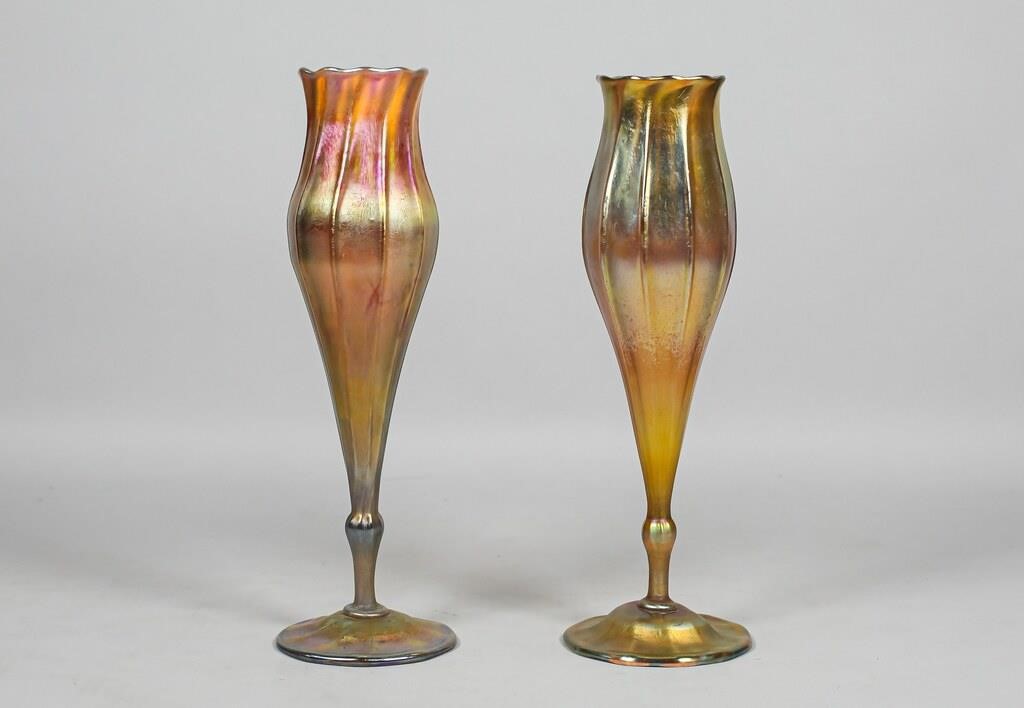 PAIR L.C. TIFFANY FAVRILE FLUTED