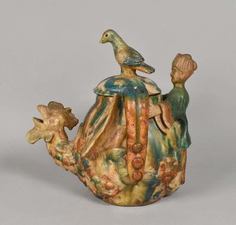 CHINESE POTTERY ROOSTER PITCHERChinese