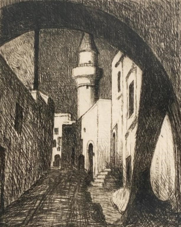 20TH CENTURY STREET SCENE ETCHING20th