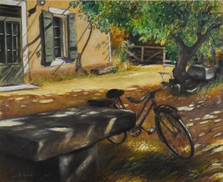 PASTEL ON PAPER OF COUNTRY BICYCLE 3411b2