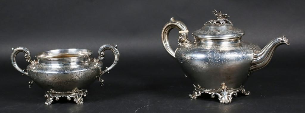 ENGLISH STERLING TEAPOT AND SUGAR BOWLEdward,