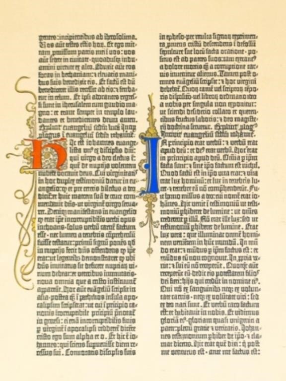 GUTENBERG BIBLE FACSIMILE PAGEReproduction 341262