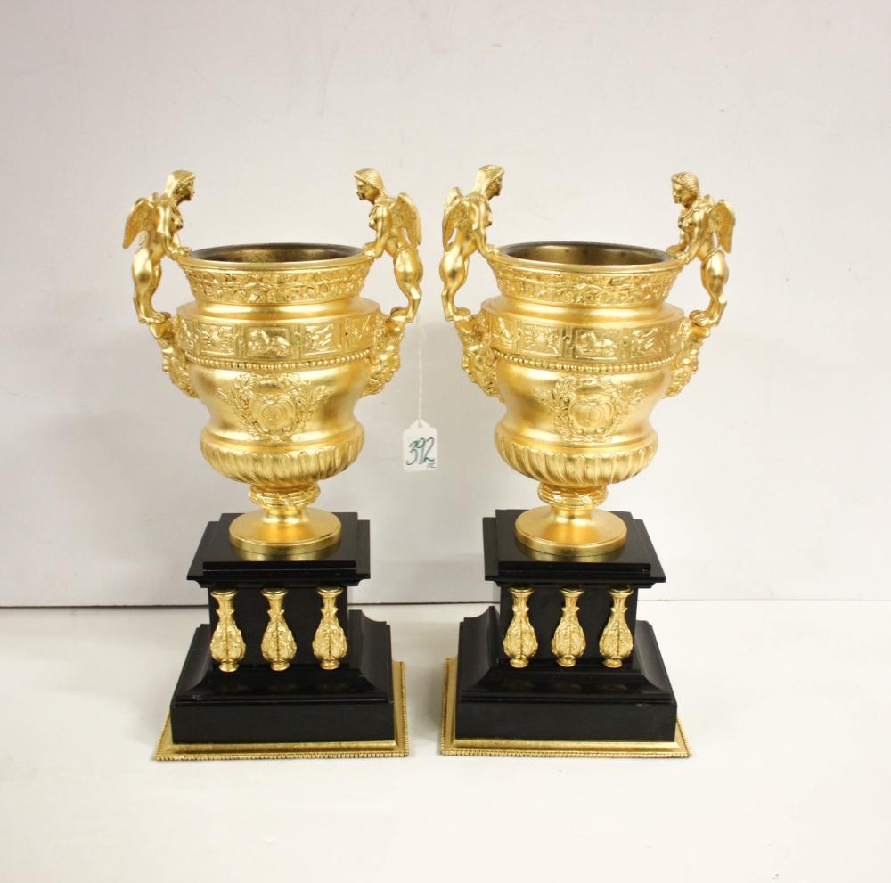 PAIR OF FRENCH GILT BRONZE AND