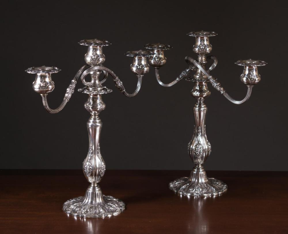 PAIR OF REED BARTON SILVER CANDELABRAPAIR 3412e4