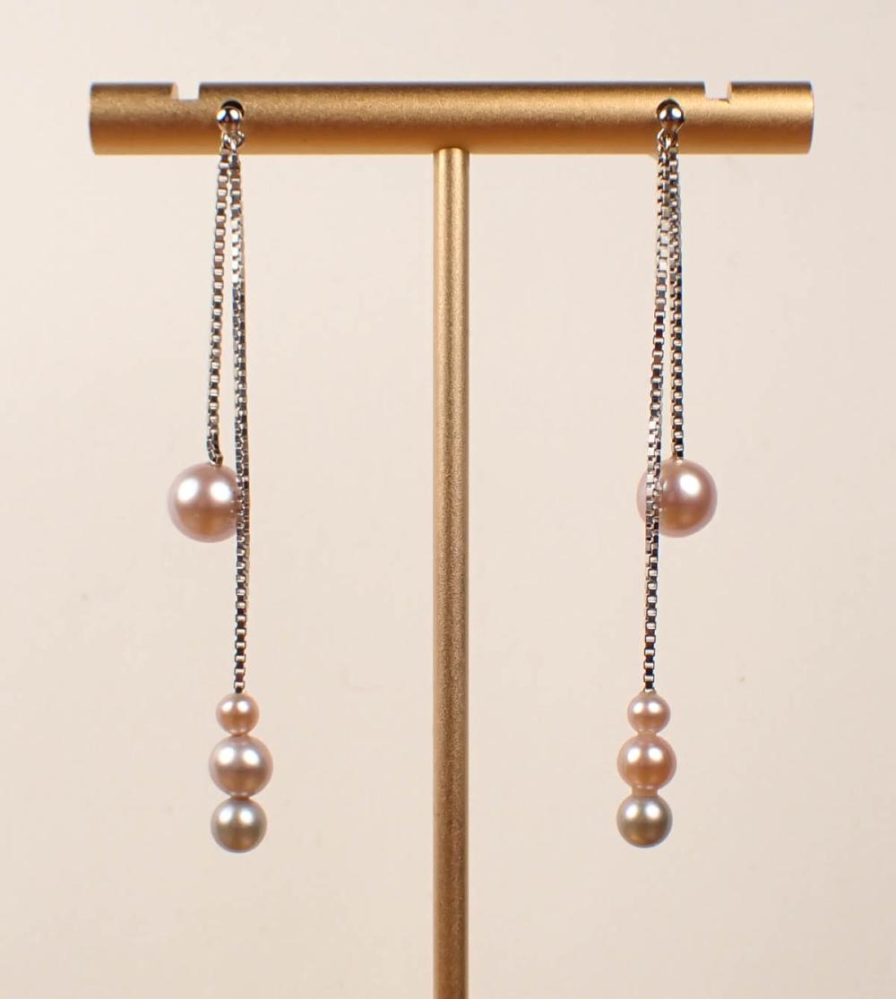 PAIR OF PEARL DOUBLE PENDANT EARRINGSPAIR