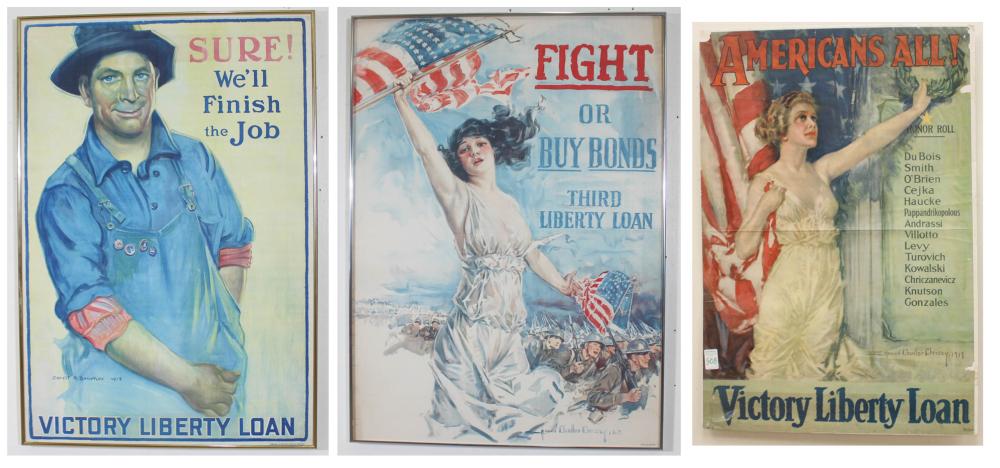 THREE WORLD WAR I LIBERTY BONDS 34132f