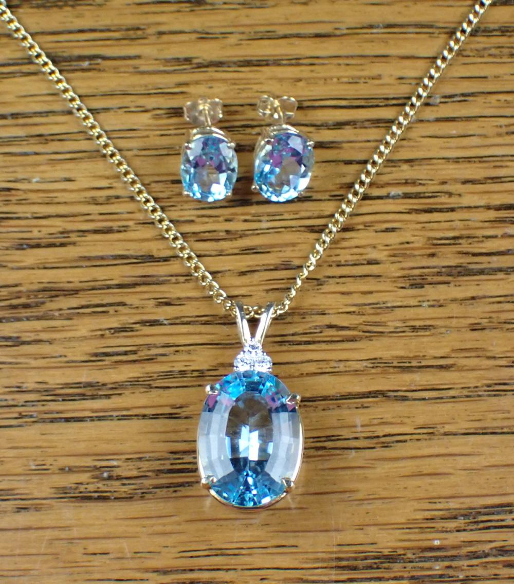 BLUE TOPAZ PENDANT NECKLACE AND