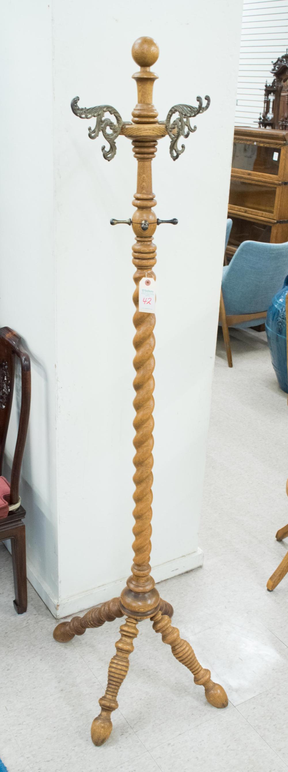 AN OAK SPIRAL-COLUMN HALL TREEAN OAK