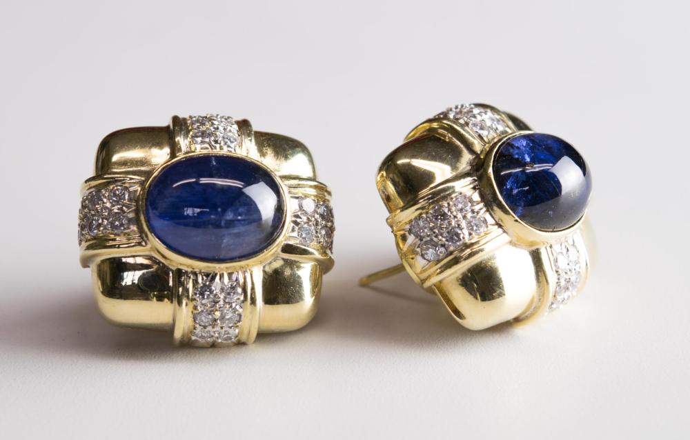 PAIR OF SAPPHIRE DIAMOND AND GOLD 341402