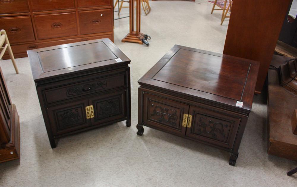 TWO CHINESE CARVED ROSEWOOD CABINET