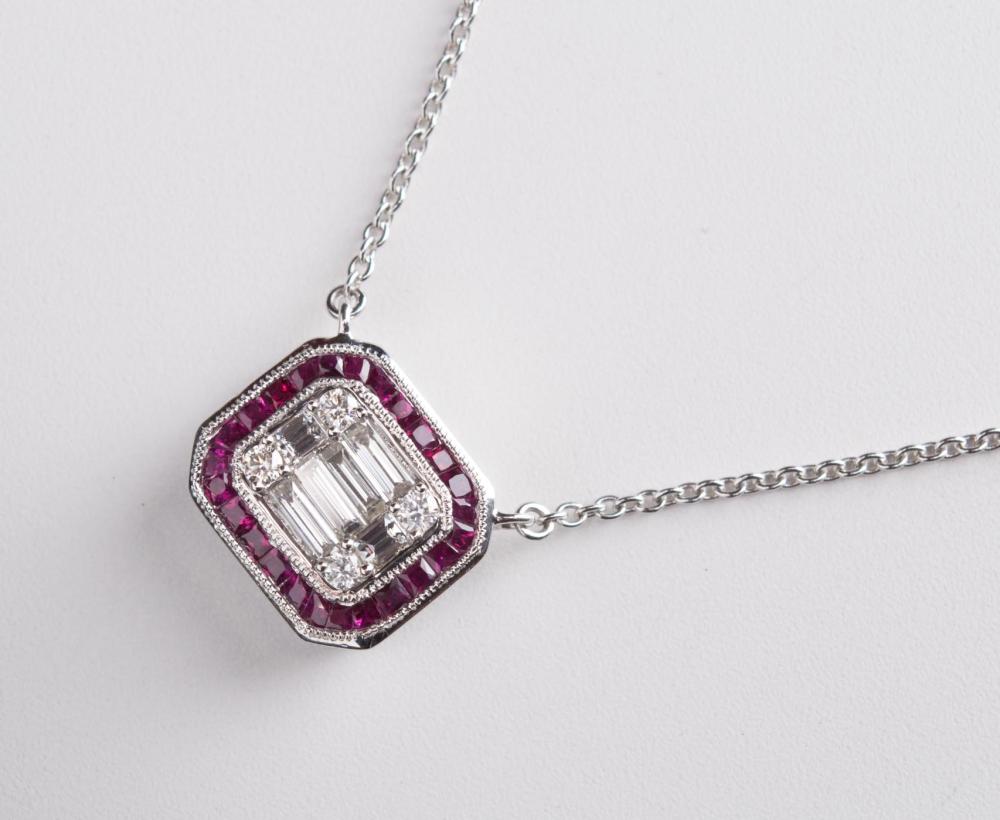 ART DECO DIAMOND AND RUBY NECKLACEART