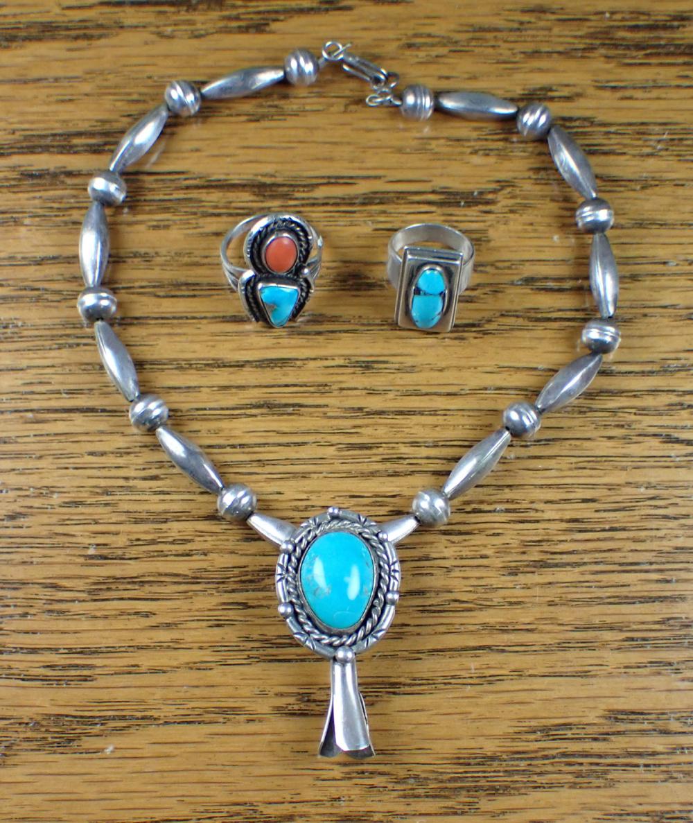 THREE ARTICLES OF TURQUOISE JEWELRYTHREE 341524