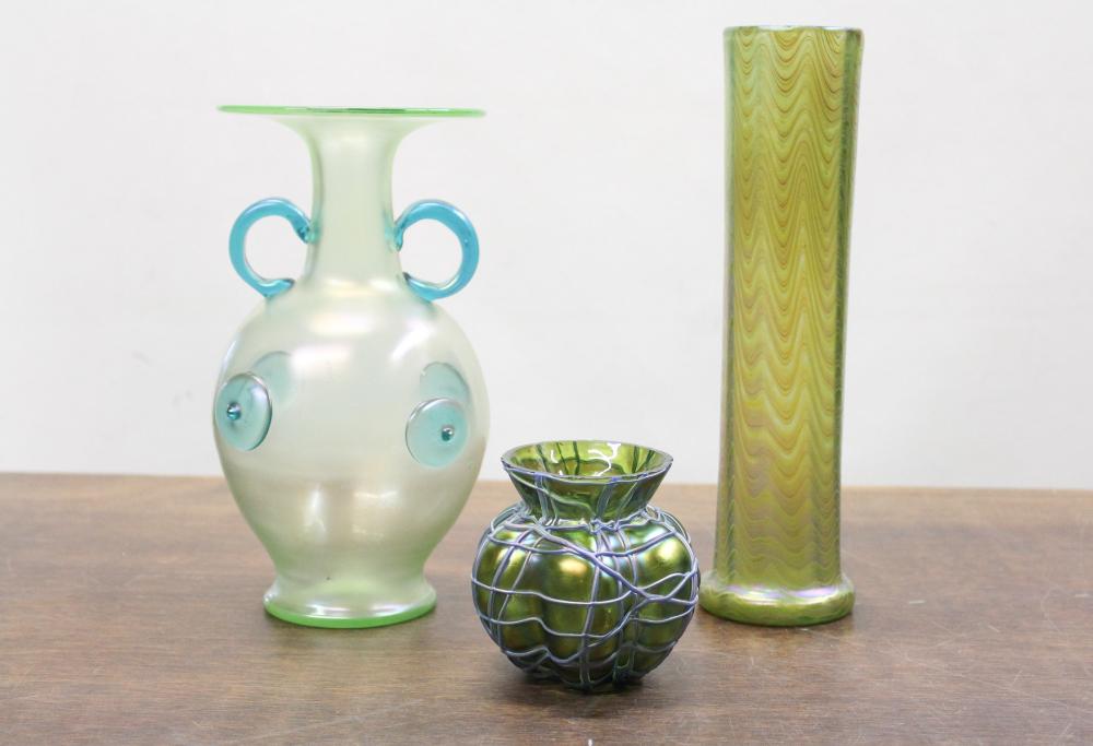 THREE BOHEMIAN ART GLASS VASESTHREE 341542