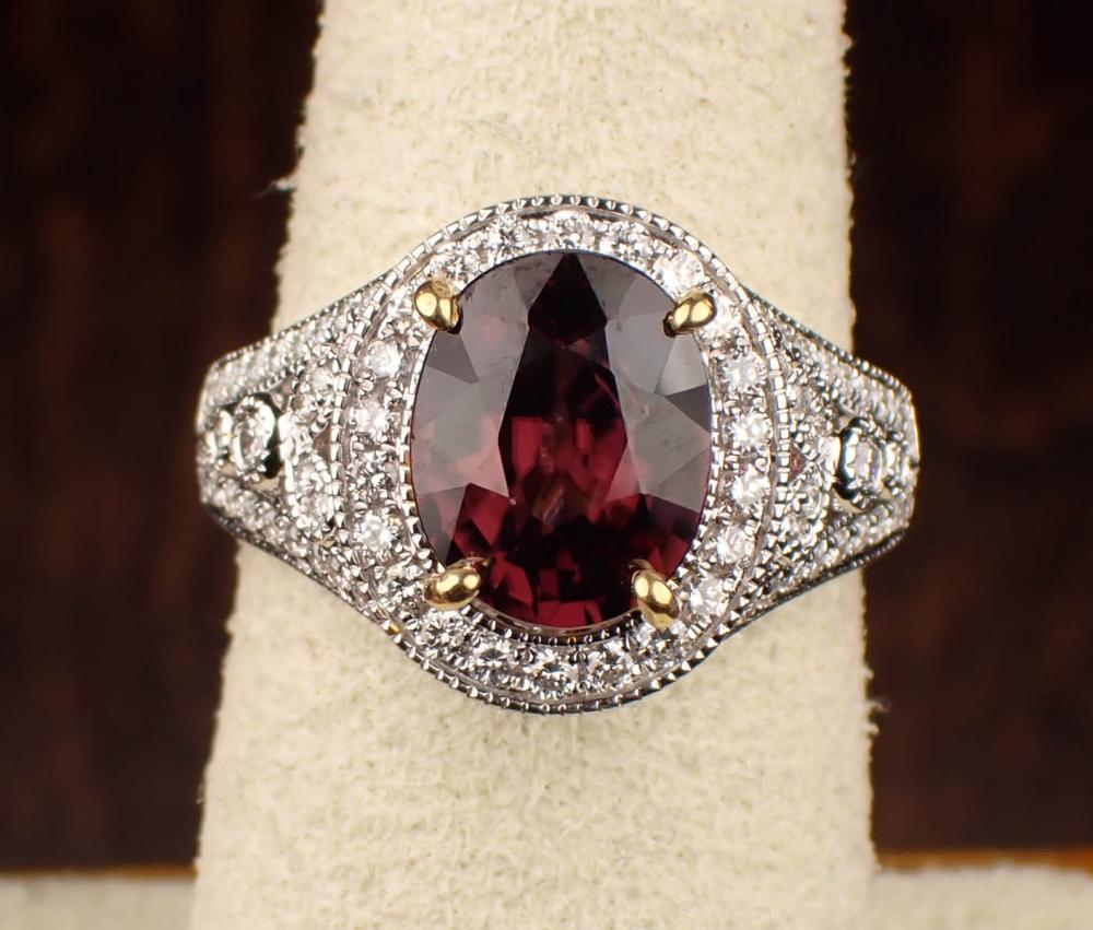 RHODOLITE GARNET, DIAMOND AND GOLD