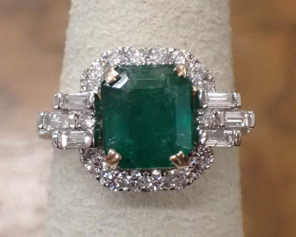 EMERALD, DIAMOND AND FOURTEEN KARAT