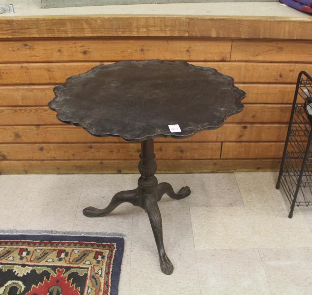 CARVED MAHOGANY TILT TOP TEA TABLECARVED 34160a