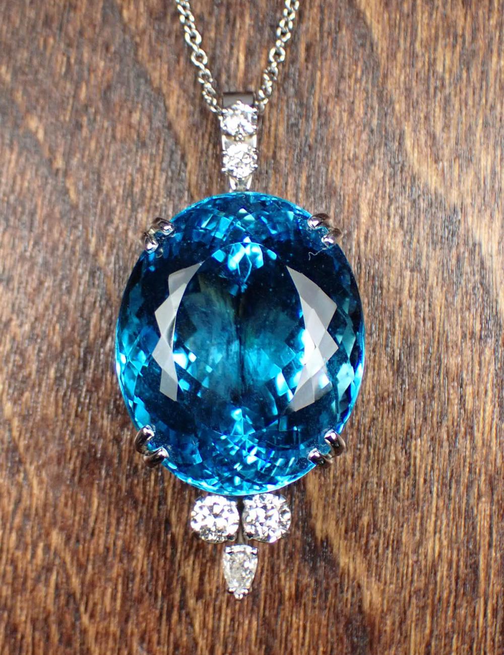 BLUE TOPAZ AND DIAMOND PENDANT 341613